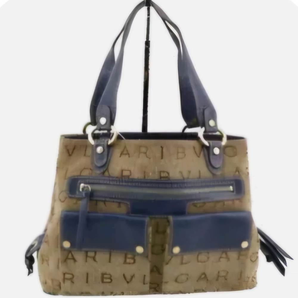 Bulgari Cream and Tan Shoulder Bag with Elegant Design